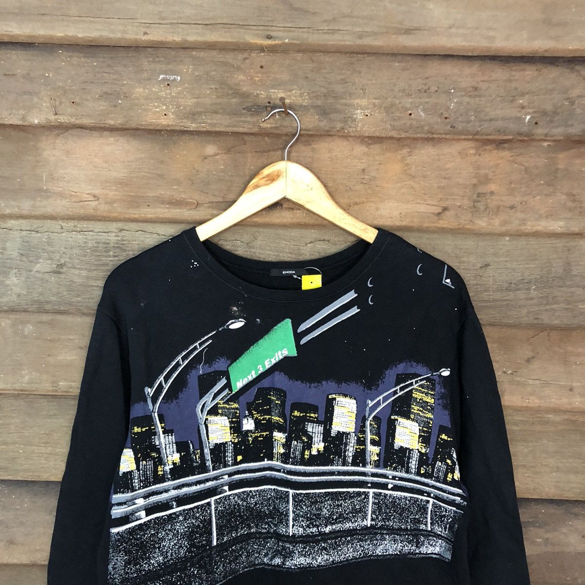 Japanese Brand Emoda Black art street highway Sweatshirt #3762 Size M / US 6-8 / IT 42-44 - 9 Thumbnail