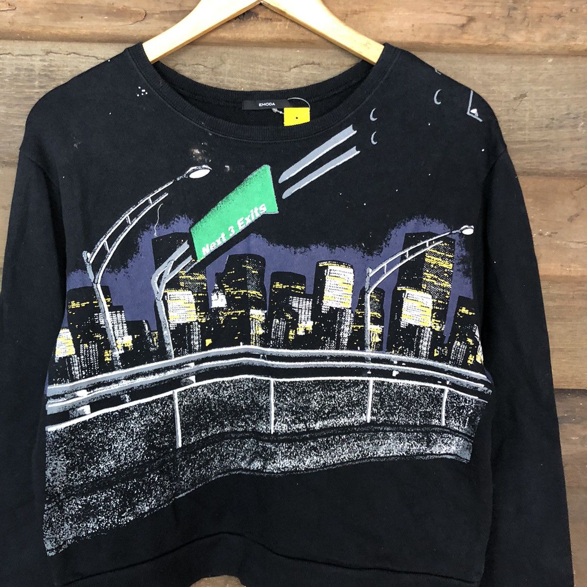 Japanese Brand Emoda Black art street highway Sweatshirt #3762 Size M / US 6-8 / IT 42-44 - 10 Thumbnail