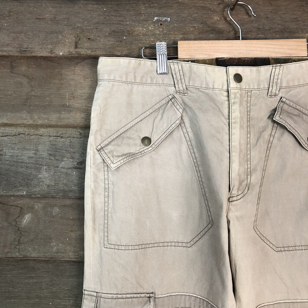 Japanese Brand DL Morgan Homme Brown Cargo Multipocket Pants #6794 Size US 31 - 4 Thumbnail
