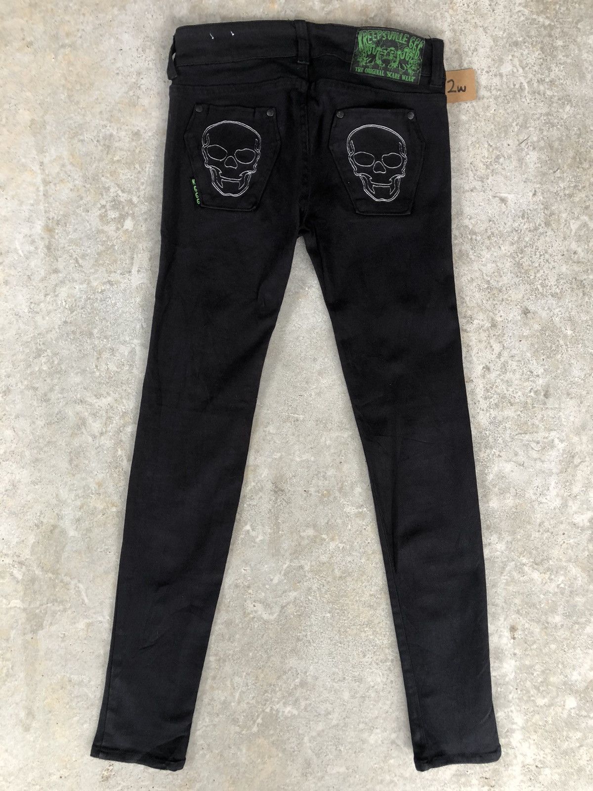 Japanese Brand Kreepsville Skeleton Skulls Jeans Punk Pants Size US 30 / EU 46 - 2 Thumbnail
