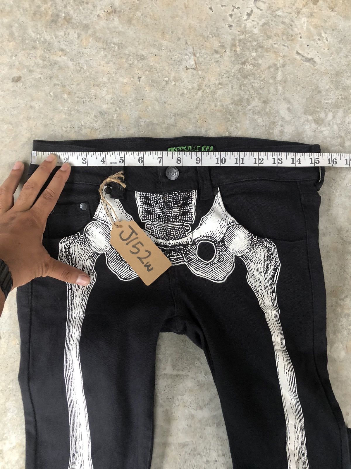 Japanese Brand Kreepsville Skeleton Skulls Jeans Punk Pants Size US 30 / EU 46 - 17 Thumbnail
