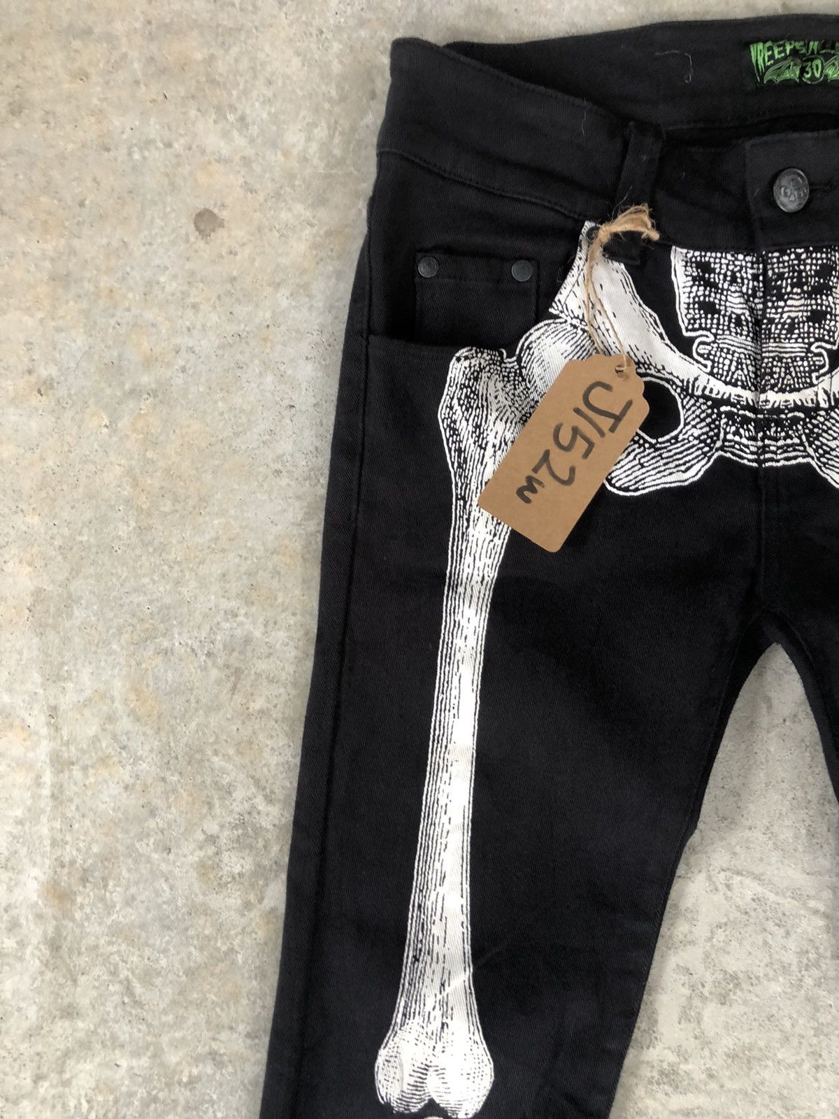 Japanese Brand Kreepsville Skeleton Skulls Jeans Punk Pants Size US 30 / EU 46 - 5 Thumbnail