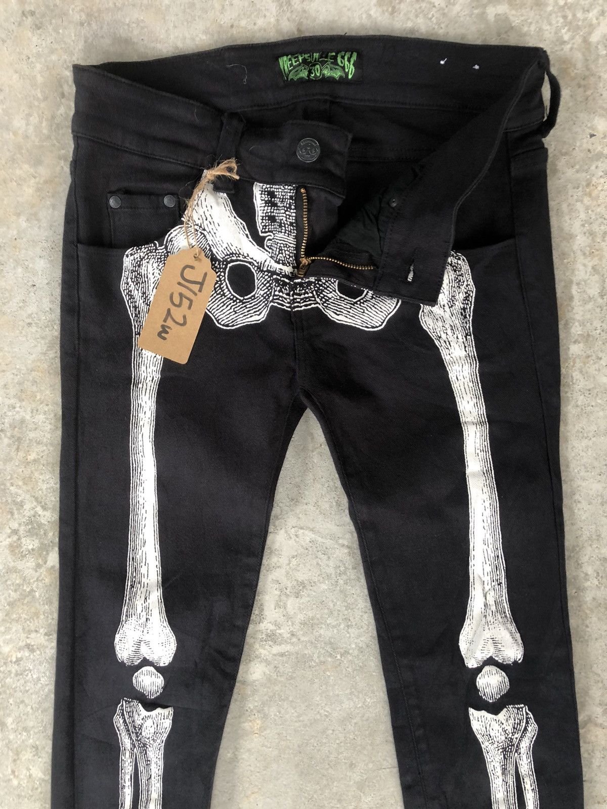 Japanese Brand Kreepsville Skeleton Skulls Jeans Punk Pants Size US 30 / EU 46 - 7 Thumbnail