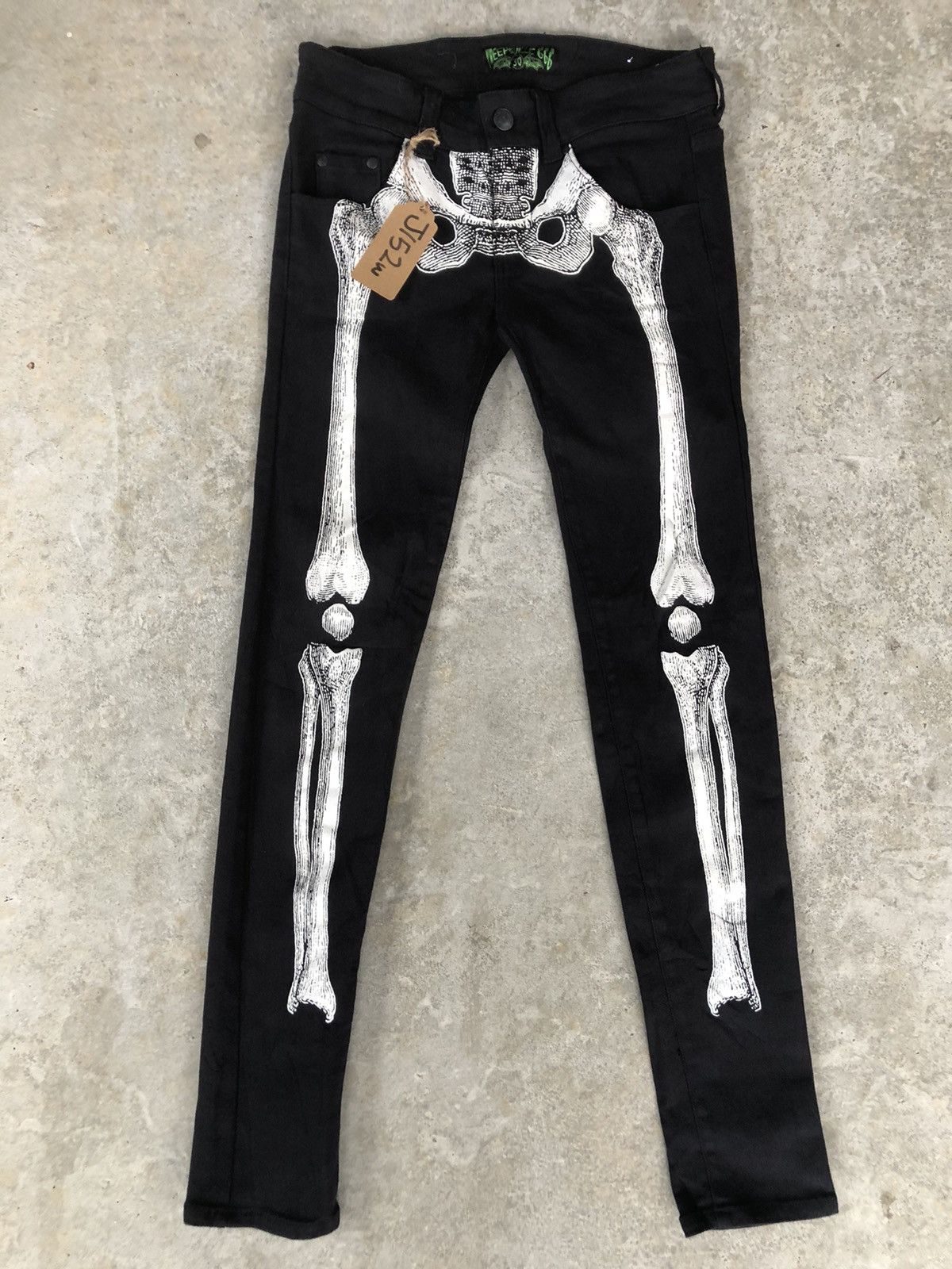Japanese Brand Kreepsville Skeleton Skulls Jeans Punk Pants Size US 30 / EU 46 - 1 Thumbnail