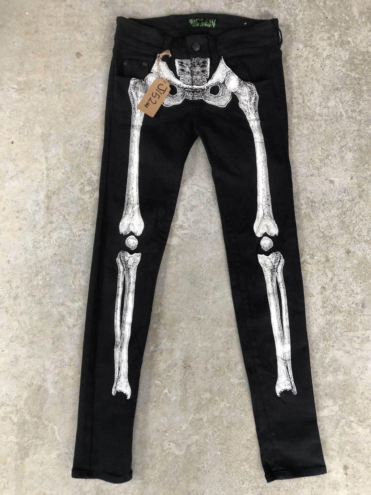 image of Kreepsville Skeleton Skulls Jeans Punk Pants in Black, Women's (Size 30)