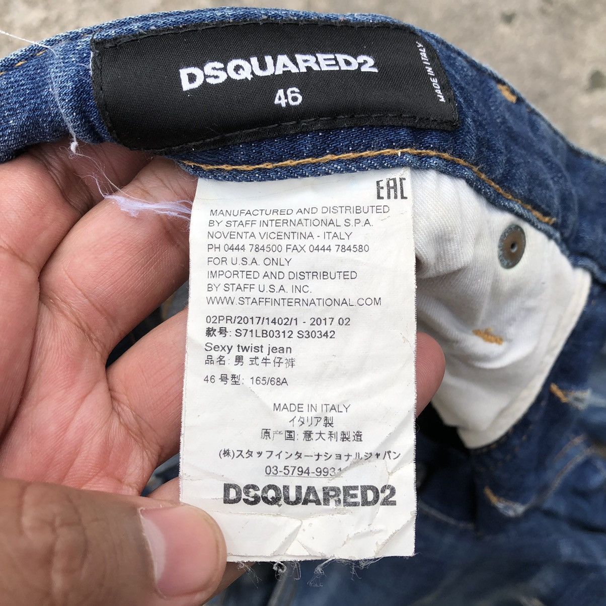 Dsquared2 × Vintage 🔥Sick🔥🇮🇹Dsquared2 Sexy Twist Distress Rips Bleach Skinny Jean Size US 33 - 21 Thumbnail