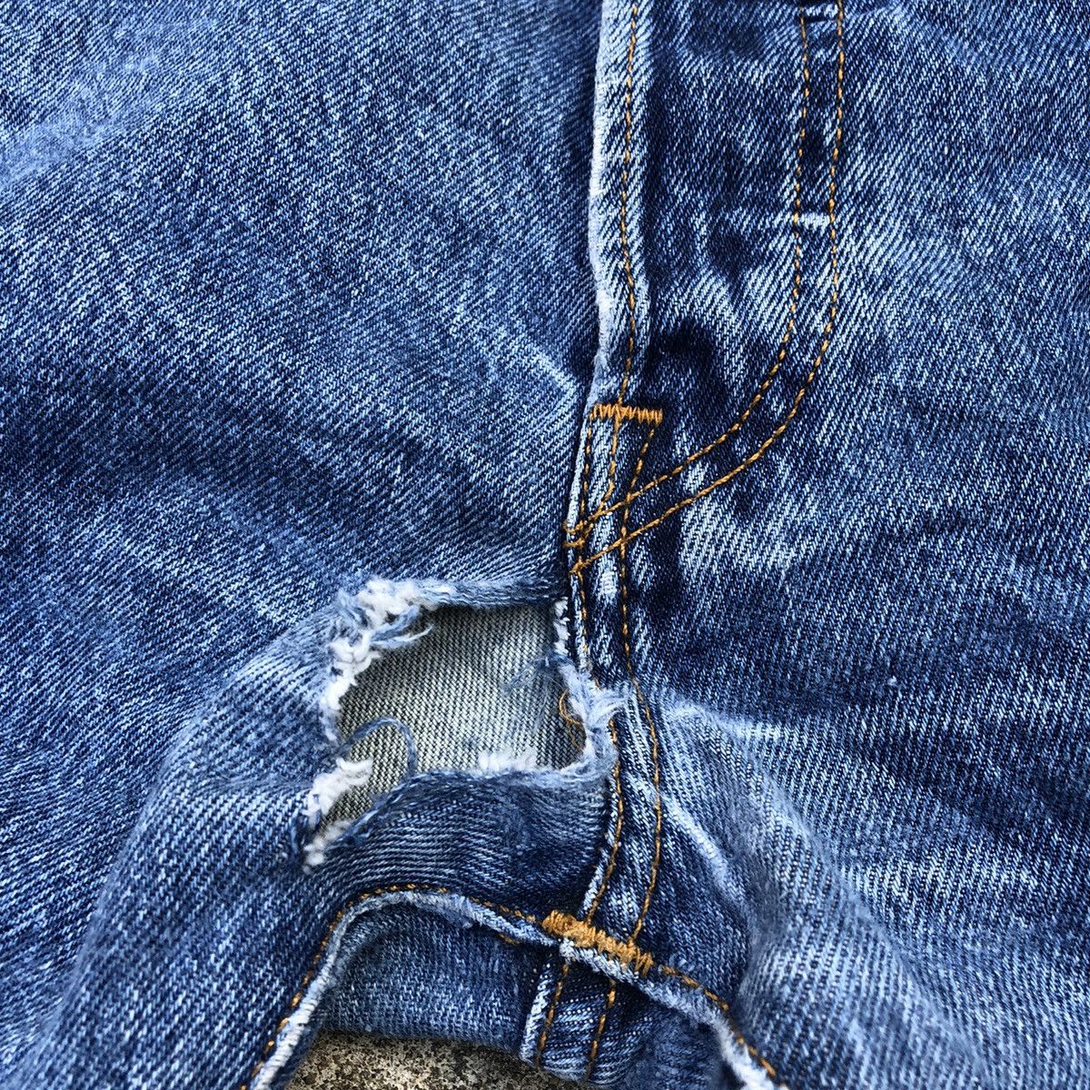 Levi's × Levi's Vintage Clothing 🔥Thrash🔥Levis 501 Stones Wash Rips Distress Denim Jeans Size US 37 - 9 Thumbnail