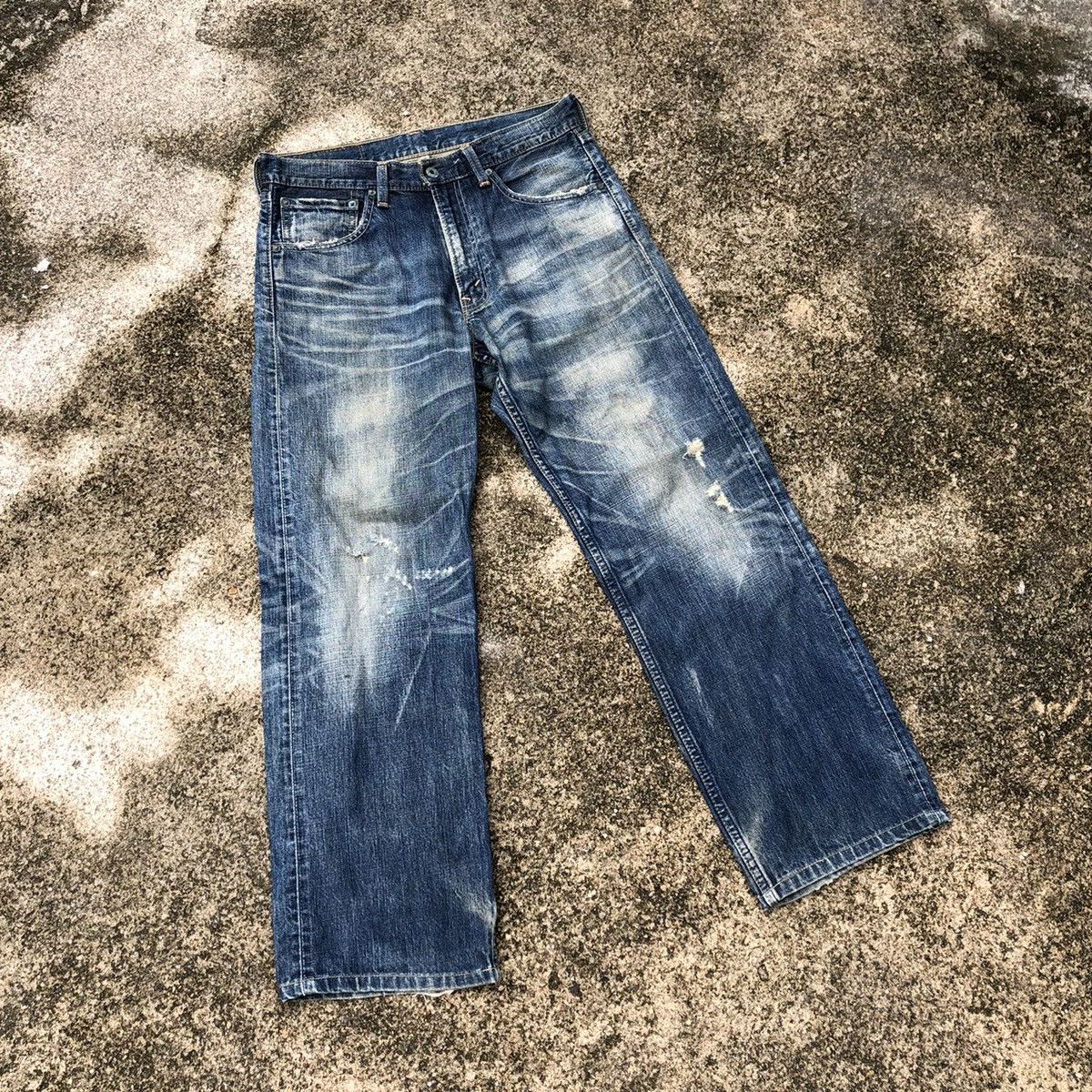 image of Distressed Denim x Levis lot 503 Levis Blue Wash Rips Distress Denim Jeans, Men's (Size 30)