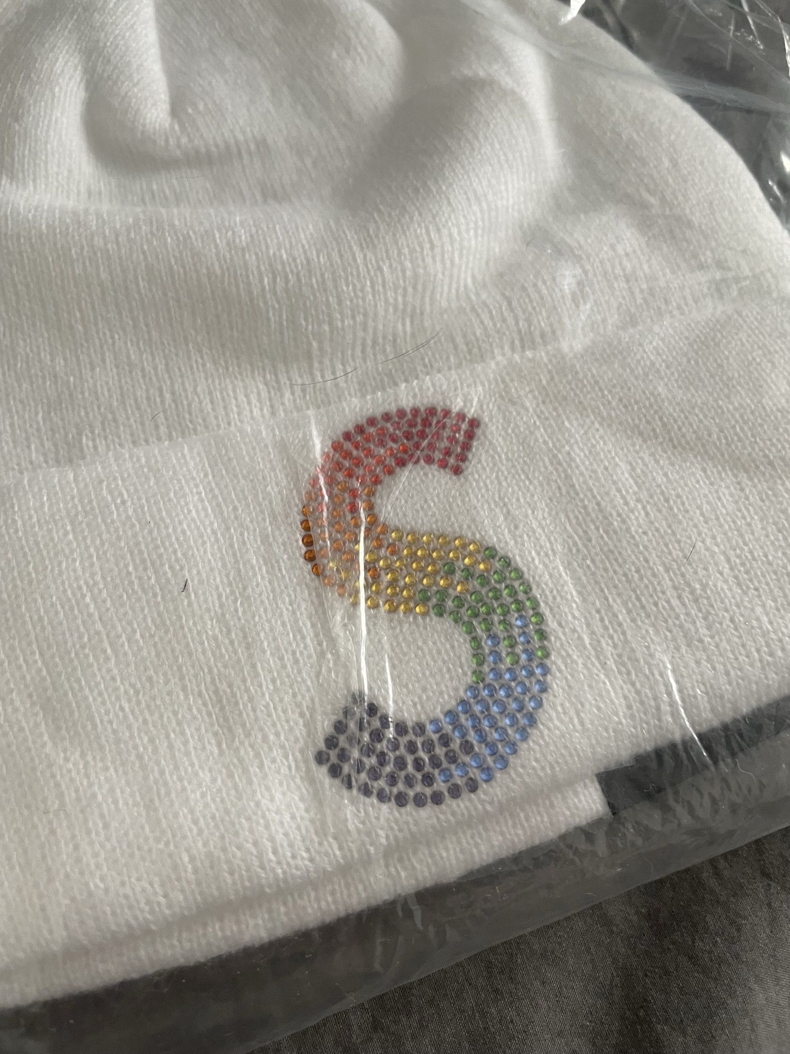 Supreme × Swarovski Swarovski S Logo Beanie White Size ONE SIZE - 2 Thumbnail