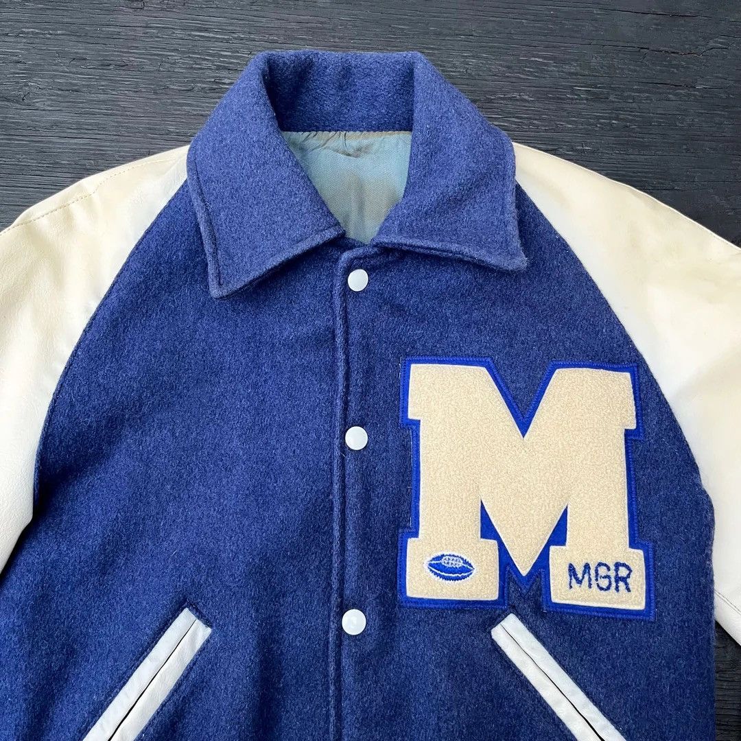 Vintage Varsity Letterman Jacket 60s Vintage Wool Leather USA Made Size US M / EU 48-50 / 2 - 2 Thumbnail