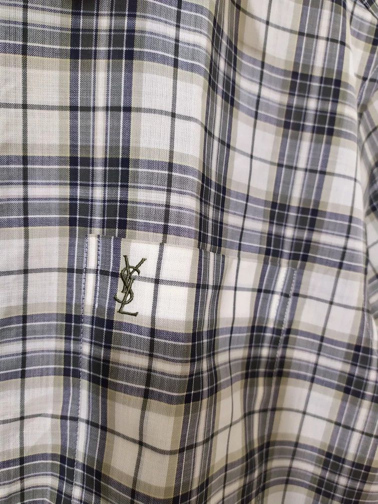 Vintage × Yves Saint Laurent Vintage Yves Saint Laurent YSL Green Check Casual Shirt Size US M / EU 48-50 / 2 - 5 Thumbnail