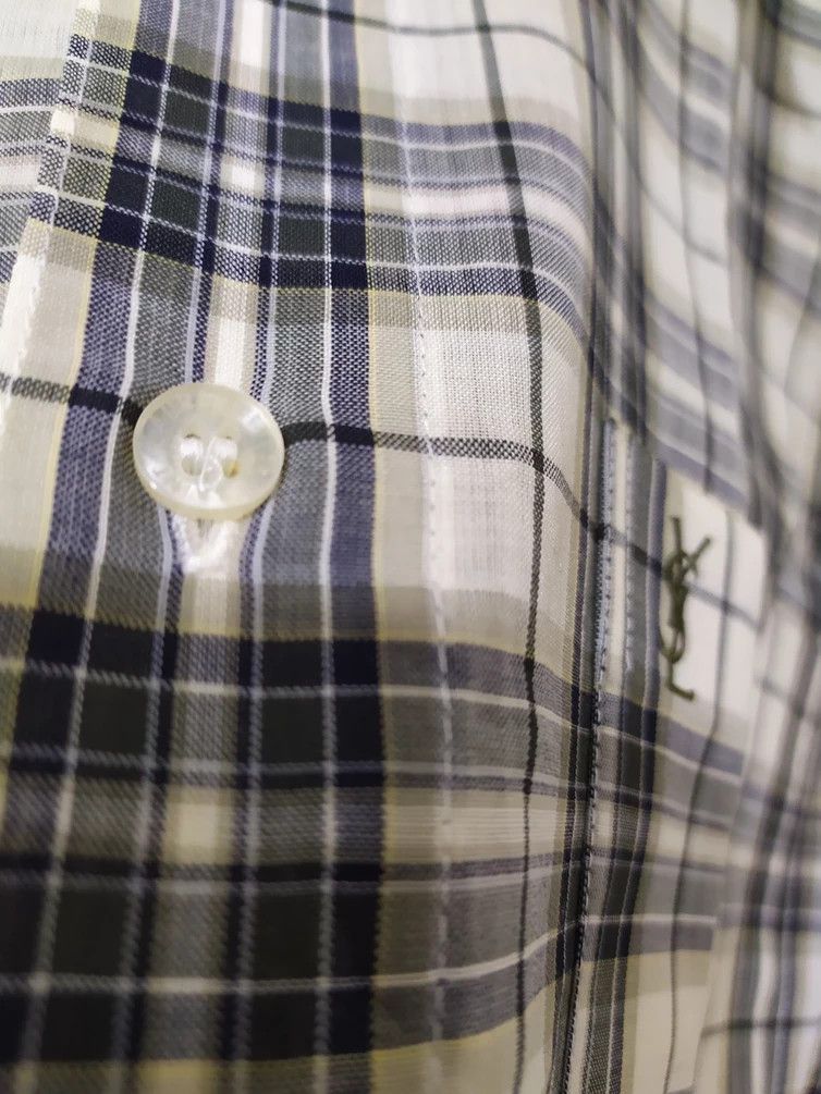 Vintage × Yves Saint Laurent Vintage Yves Saint Laurent YSL Green Check Casual Shirt Size US M / EU 48-50 / 2 - 4 Thumbnail