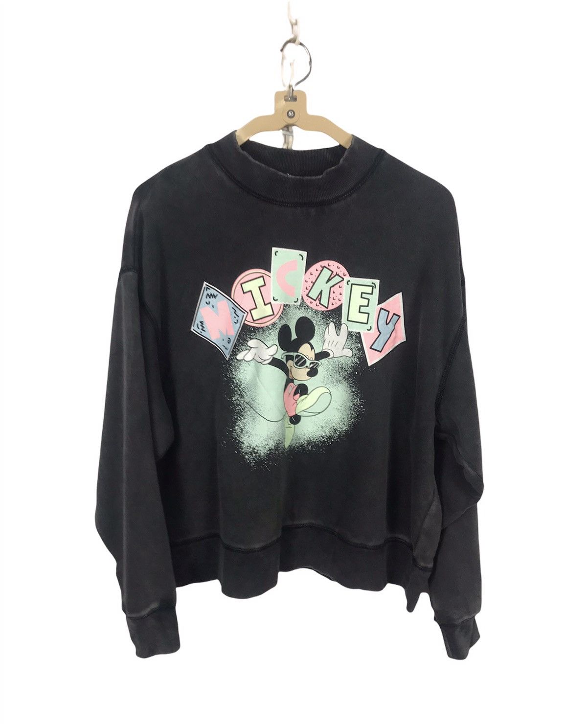 H&M x Disney croptop Mickey Mouse distressed sweatshirt