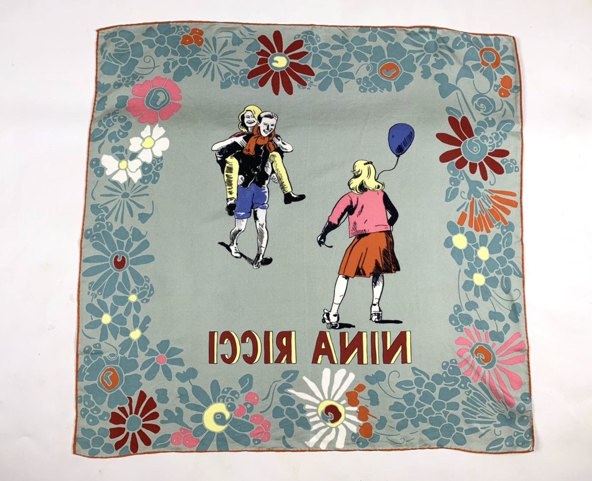 Nina Ricci Nina Ricci 100% Silk Scarf Made In Italy Kids Playing Size ONE SIZE - 2 Thumbnail