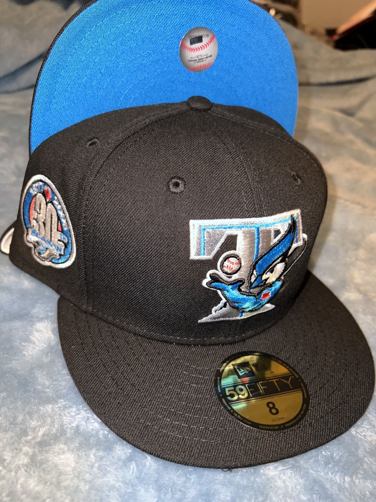 New Era Exclusive Toronto Blue Jays Fitted Black Icy Blue Bottom 8 Size ONE SIZE - 7 Thumbnail