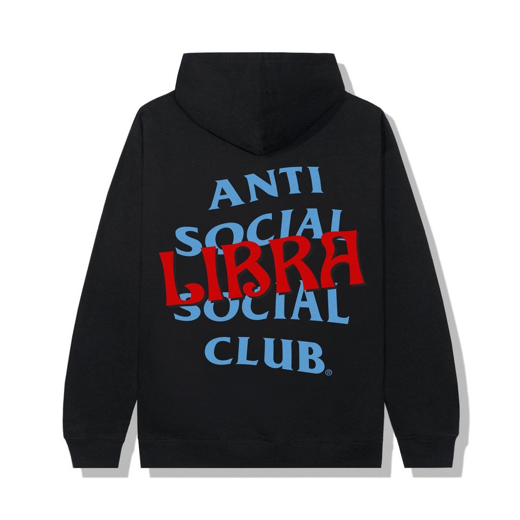 image of Anti Social Social Club Ds Aw21 Blue Assc Red Libra Black Hoodie Bape Kith Kaws, Men's (Size Small)