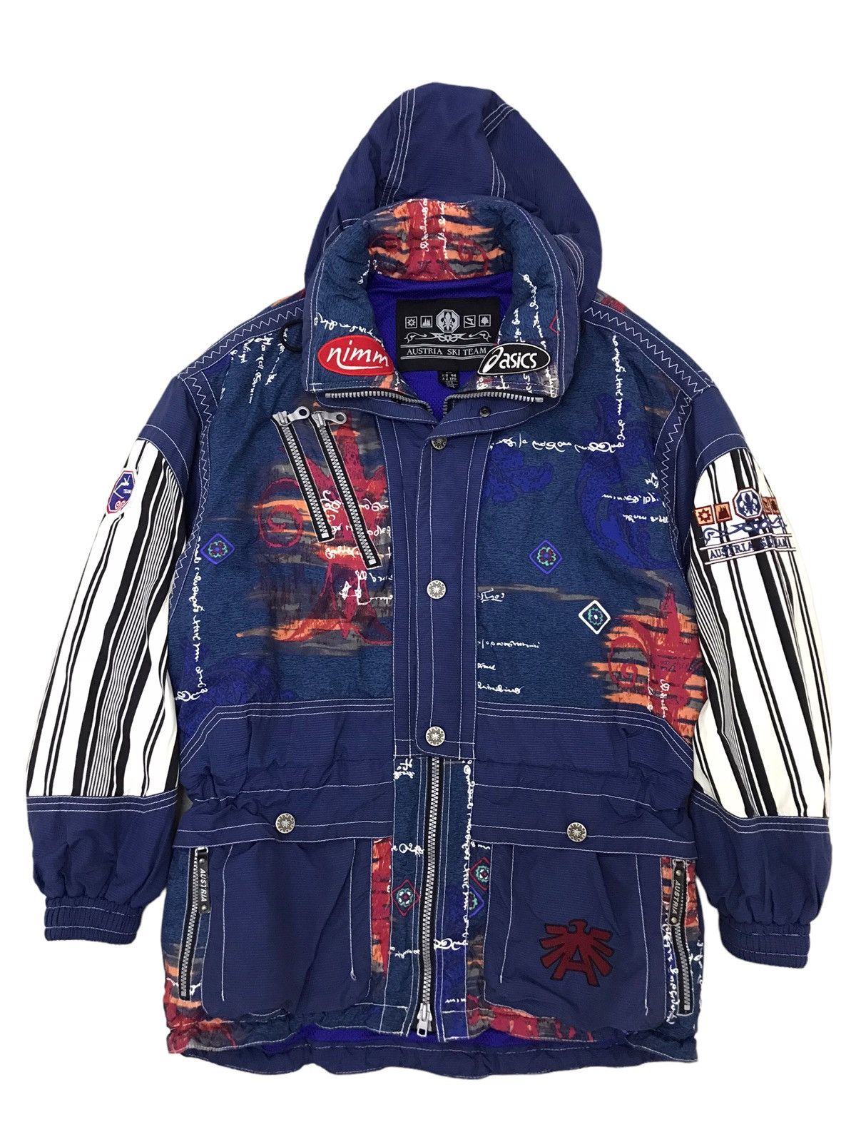 image of Vintage Austria Ski Team Nimm Asics Ski Snowboard Jacket in Blue, Men's (Size Large)