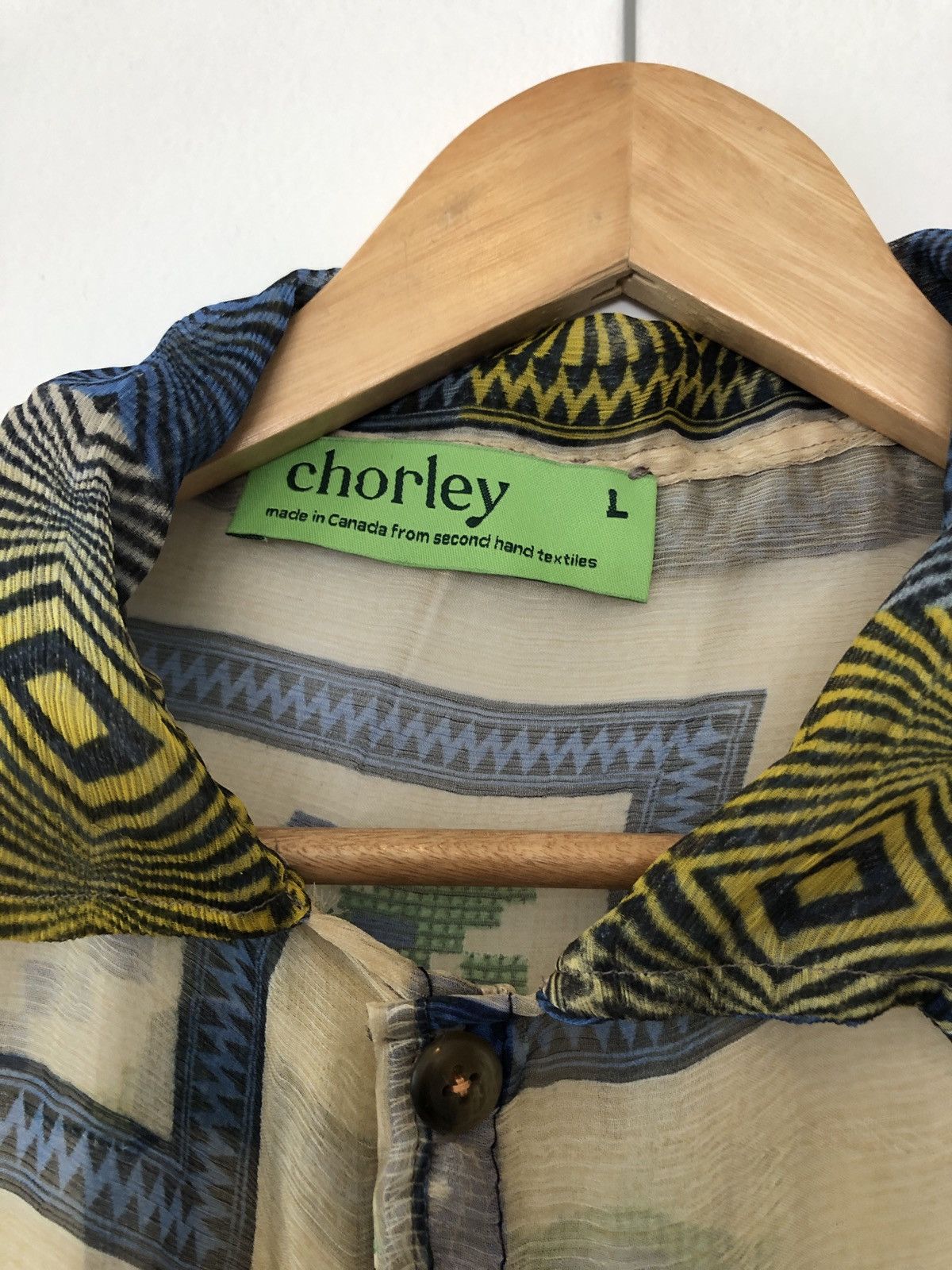 Chorley × Handmade Chorley handmade sheer psychedelic floral bowling shirt Size US L / EU 52-54 / 3 - 5 Thumbnail