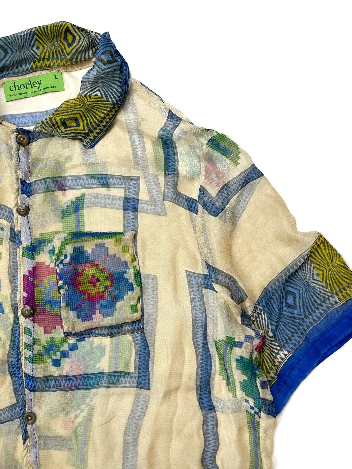 Chorley × Handmade Chorley handmade sheer psychedelic floral bowling shirt Size US L / EU 52-54 / 3 - 2 Thumbnail