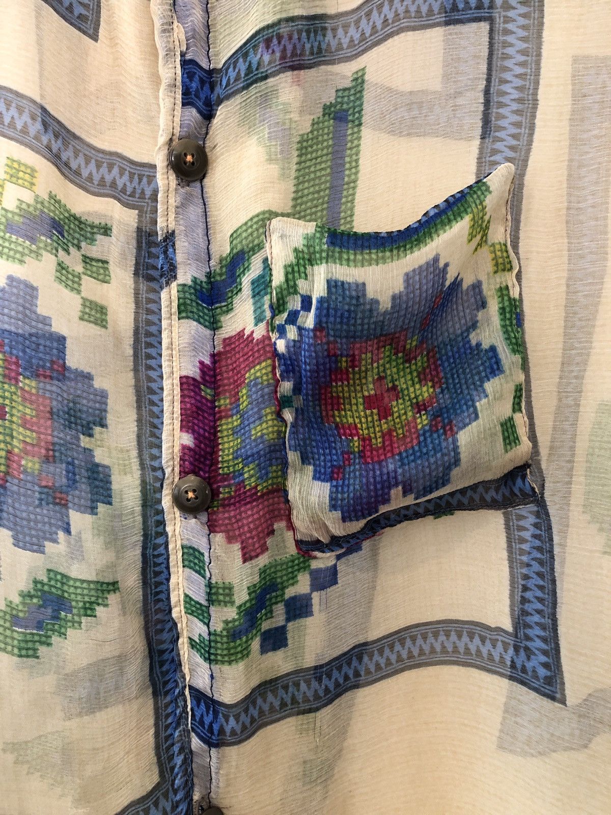 Chorley × Handmade Chorley handmade sheer psychedelic floral bowling shirt Size US L / EU 52-54 / 3 - 4 Thumbnail