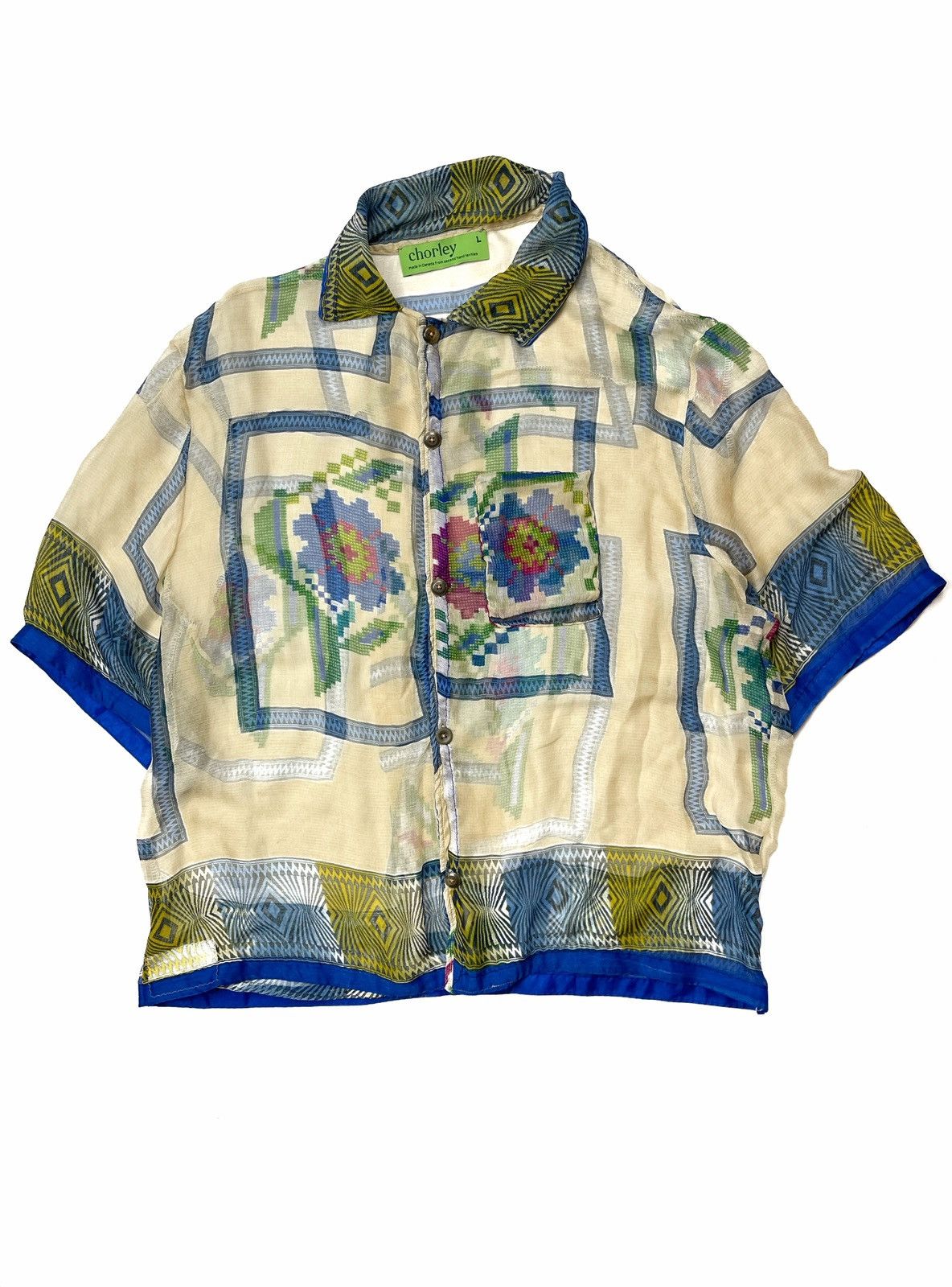 Chorley × Handmade Chorley handmade sheer psychedelic floral bowling shirt Size US L / EU 52-54 / 3 - 1 Thumbnail