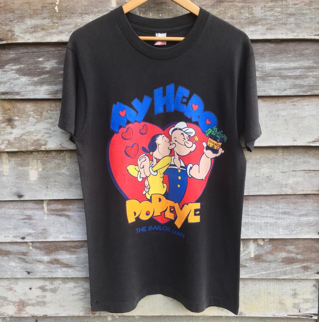 Popeye vintage 90s black tshirt tee