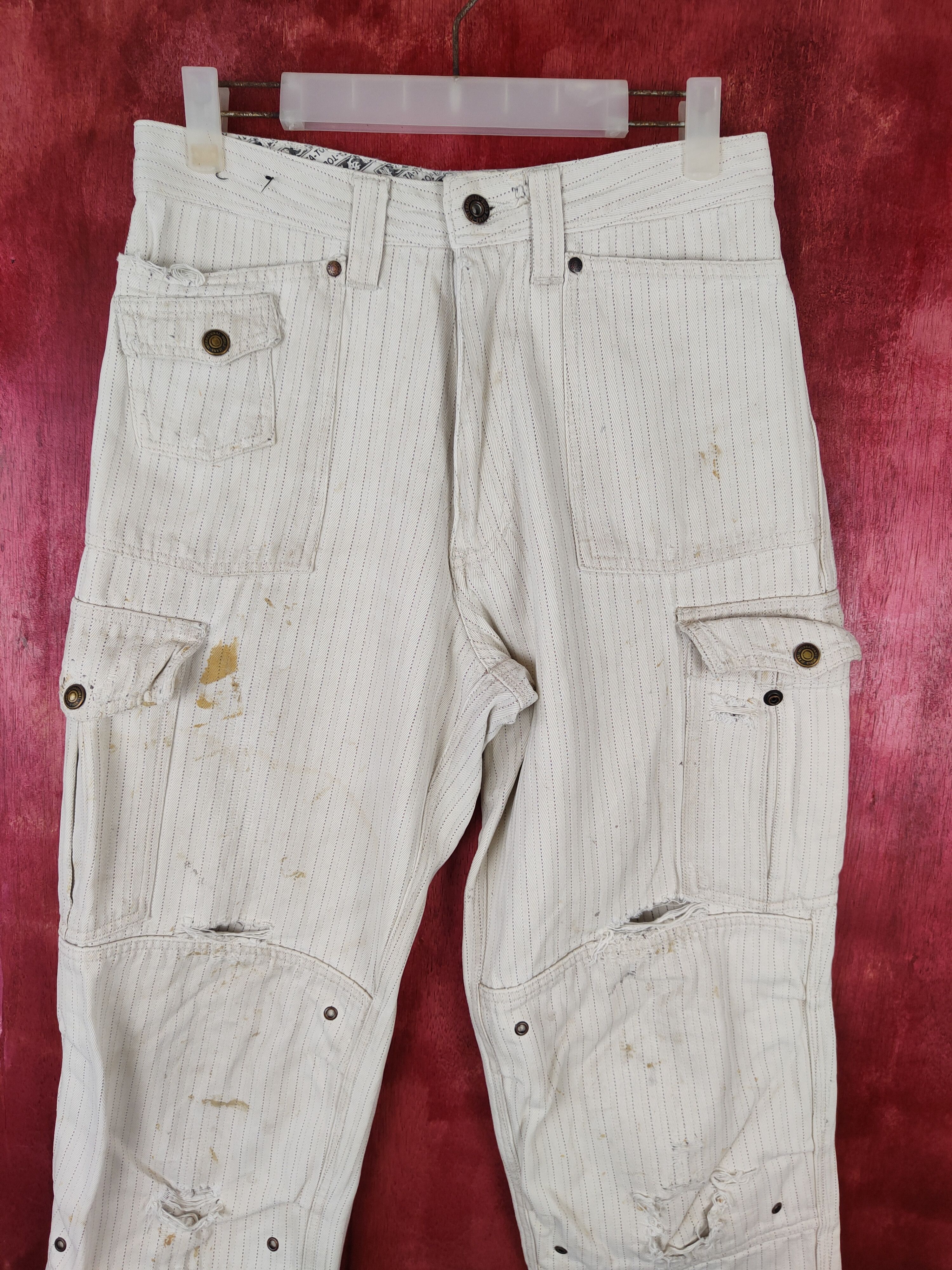 Japanese Brand DL Hakata Tobi White Multi Pocket Tactical Cargo Pants #S472 Size US 28 / EU 44 - 2 Thumbnail