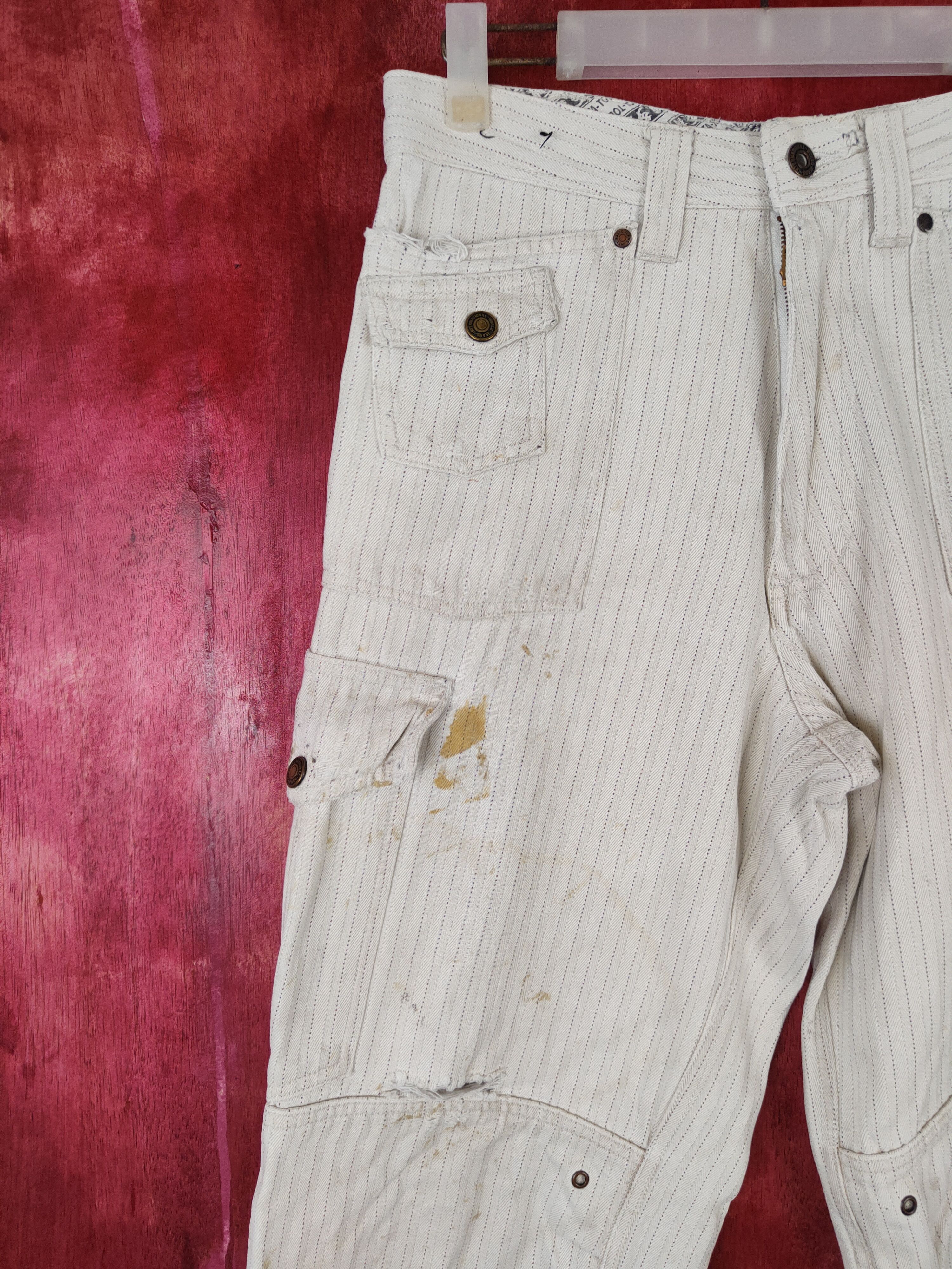 Japanese Brand DL Hakata Tobi White Multi Pocket Tactical Cargo Pants #S472 Size US 28 / EU 44 - 3 Thumbnail