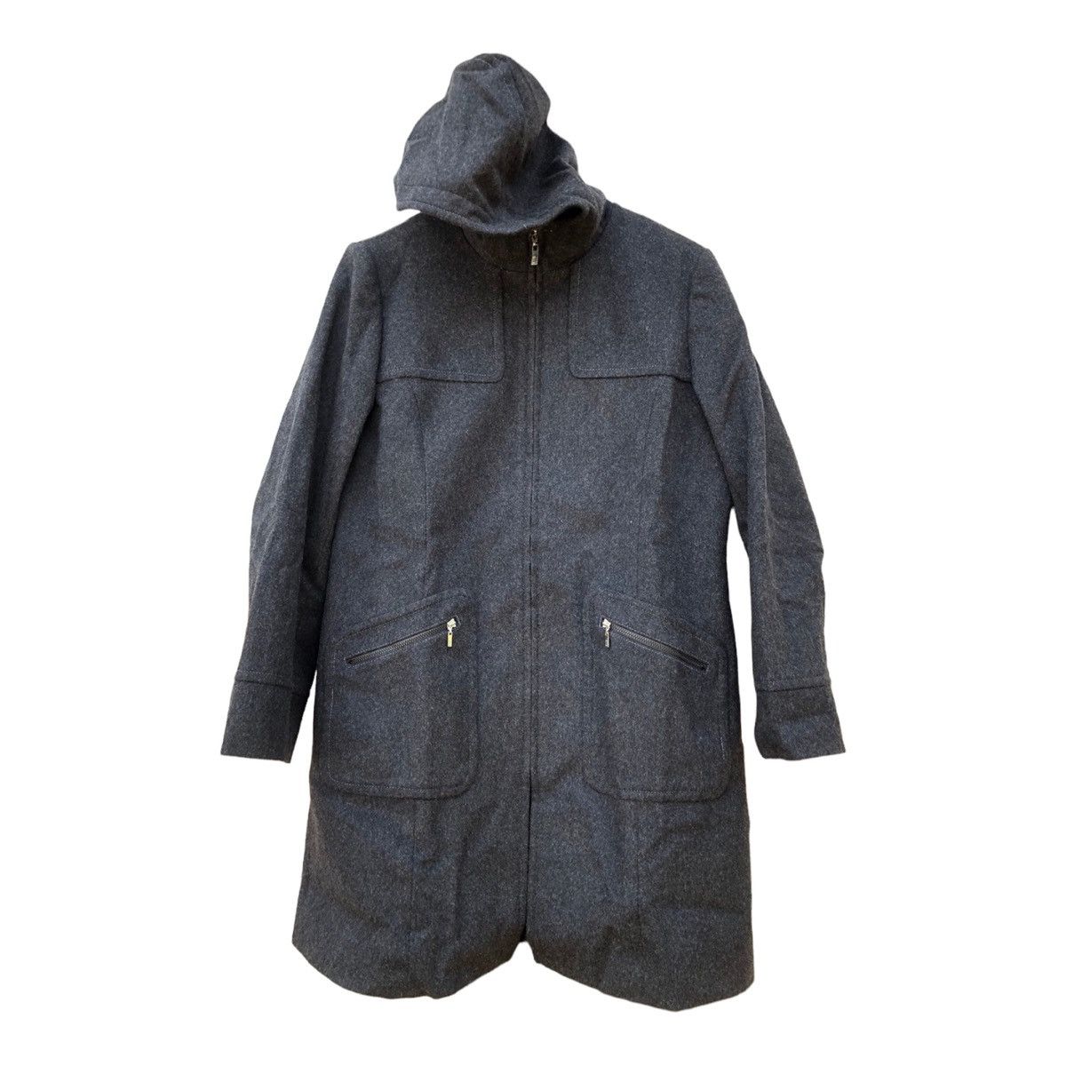 image of Elle Ellesse Trench Coat Hoodie Wool in Black, Men's (Size Large)