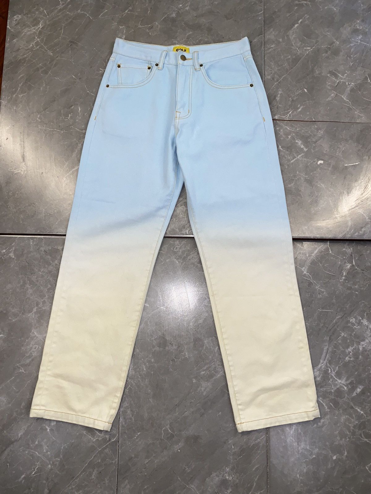 image of Golf Wang x Tyler The Creator Golf Faded Logo Denim Jeans in Powder Blue, Men's (Size 30)