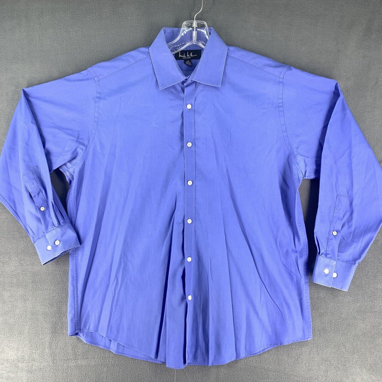 Nicole Miller Nicole Miller Dress Shirt Adult XL Blue Long Sleeve ...