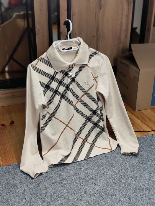 Vintage 90s Burberry Nova Check Polo Shirt Size M