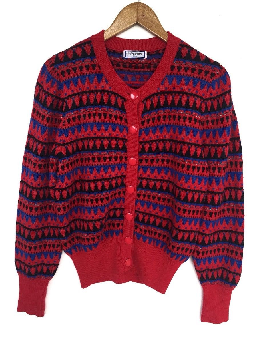 Yves Saint Laurent HEAT🔥YSL Navajo Tribe Fair Isle Knit Cardigan Size ONE SIZE - 1 Thumbnail