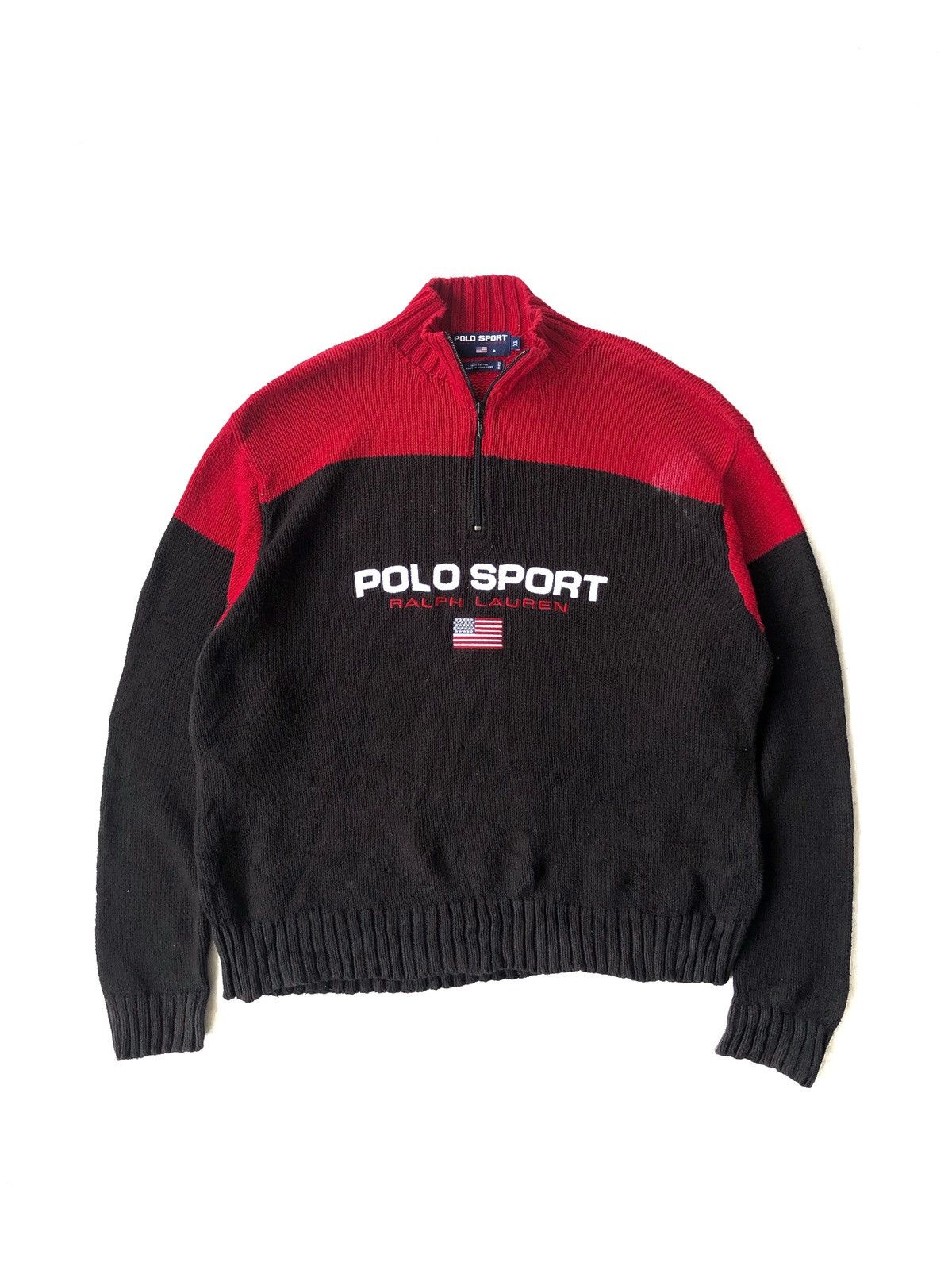 Polo Ralph Lauren 90s Polo Sport RL Spell Out 2 Tones Half Zip Knit Size US L / EU 52-54 / 3 - 1 Thumbnail