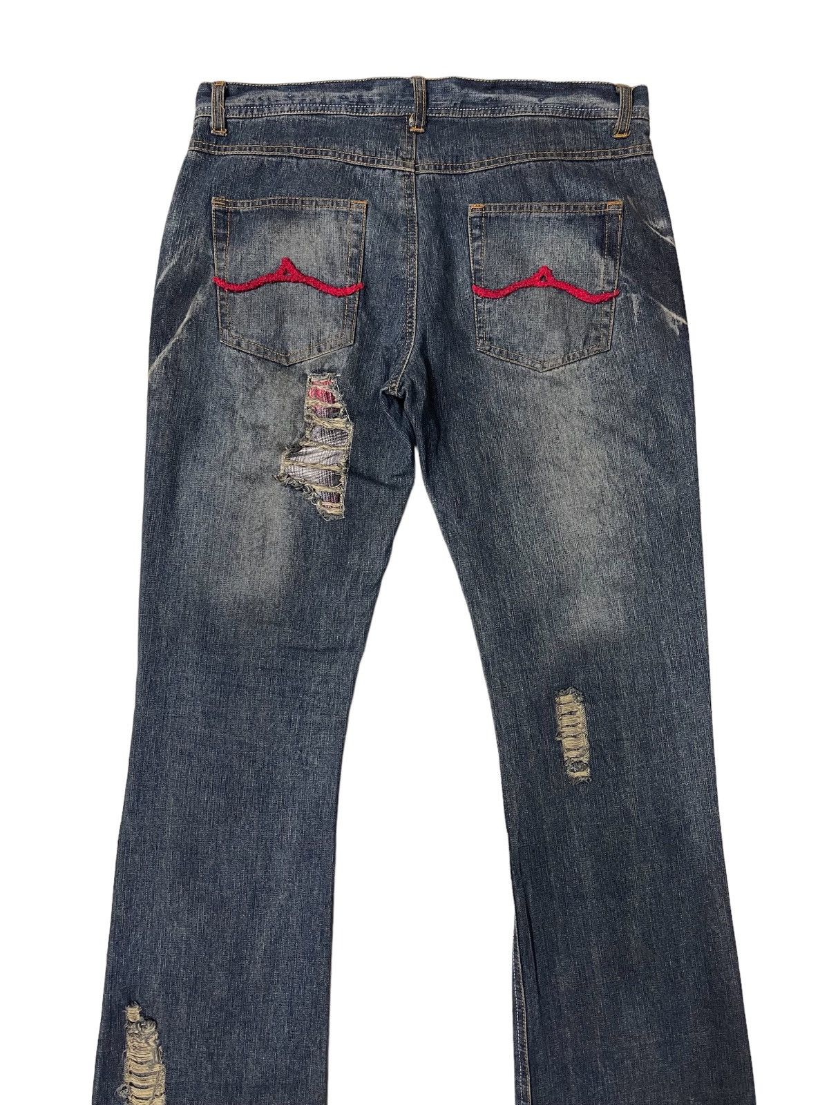 In The Attic Thrashed Distressed Flared Ripped Denim Pants Size US 33 - 9 Thumbnail