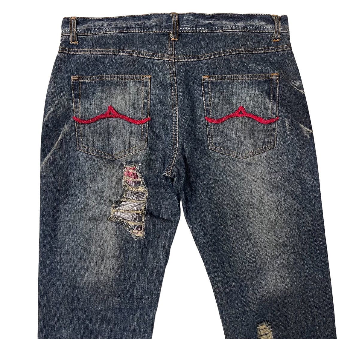In The Attic Thrashed Distressed Flared Ripped Denim Pants Size US 33 - 10 Thumbnail
