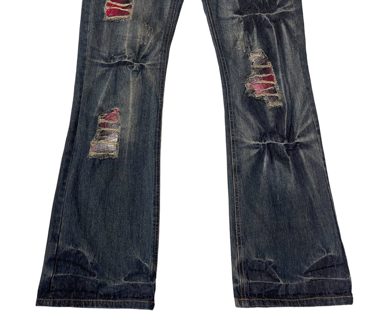 In The Attic Thrashed Distressed Flared Ripped Denim Pants Size US 33 - 11 Thumbnail