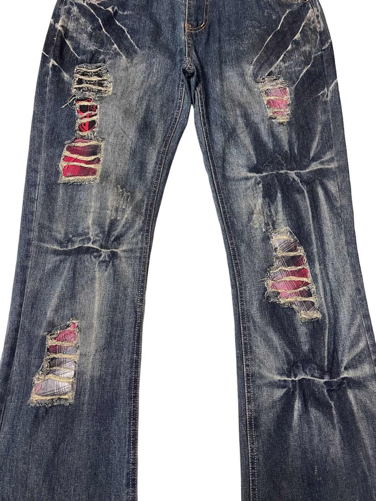 In The Attic Thrashed Distressed Flared Ripped Denim Pants Size US 33 - 8 Thumbnail