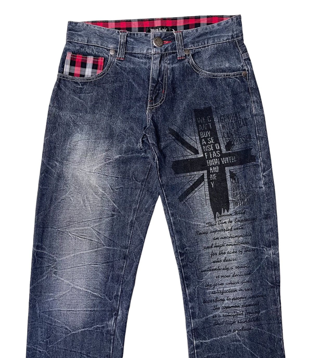 Japanese Brand Vintage Wild Life Thrashed Flared Denim Size US 31 - 6 Thumbnail