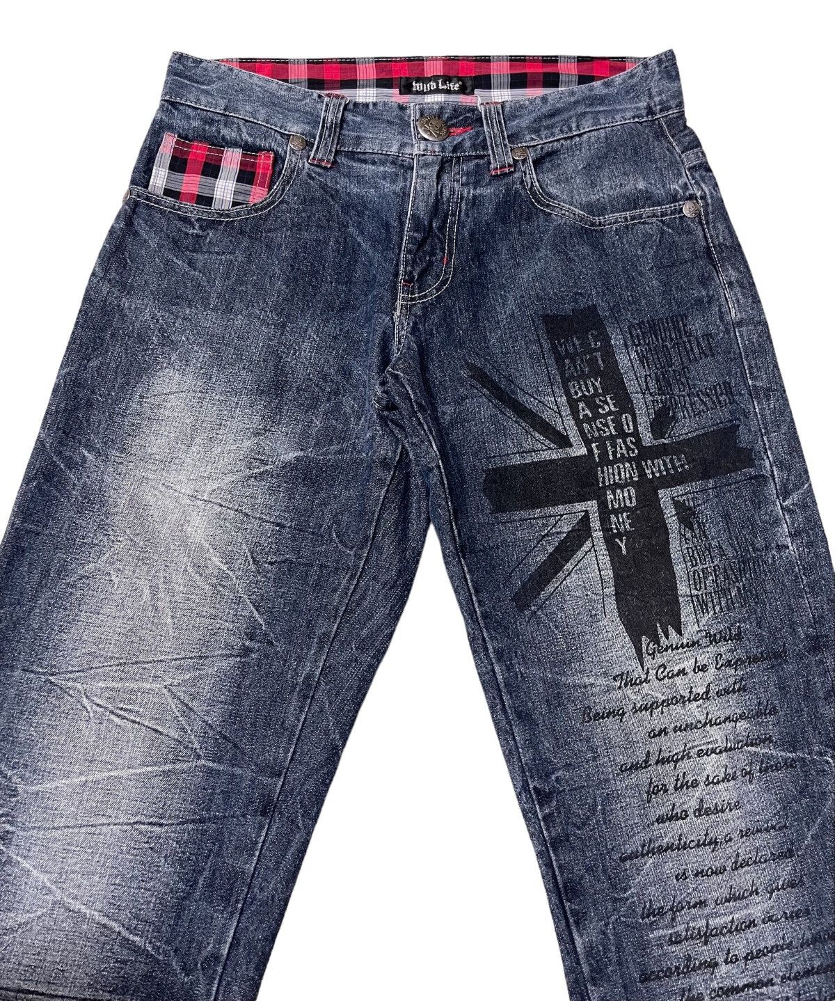 Japanese Brand Vintage Wild Life Thrashed Flared Denim Size US 31 - 9 Thumbnail