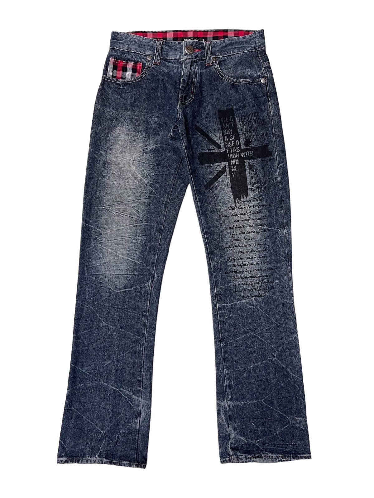 Japanese Brand Vintage Wild Life Thrashed Flared Denim Size US 31 - 1 Thumbnail