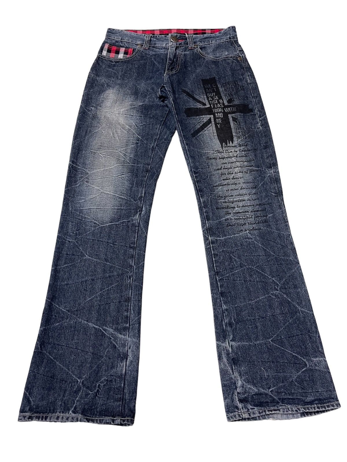 Japanese Brand Vintage Wild Life Thrashed Flared Denim Size US 31 - 3 Thumbnail