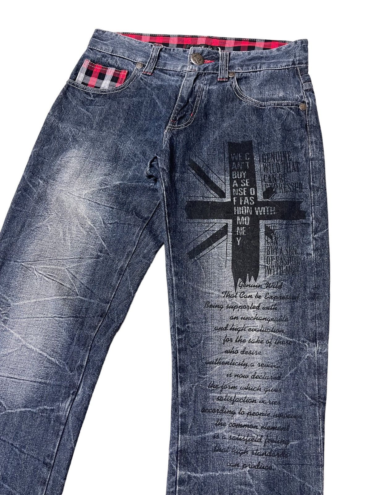 Japanese Brand Vintage Wild Life Thrashed Flared Denim Size US 31 - 8 Thumbnail