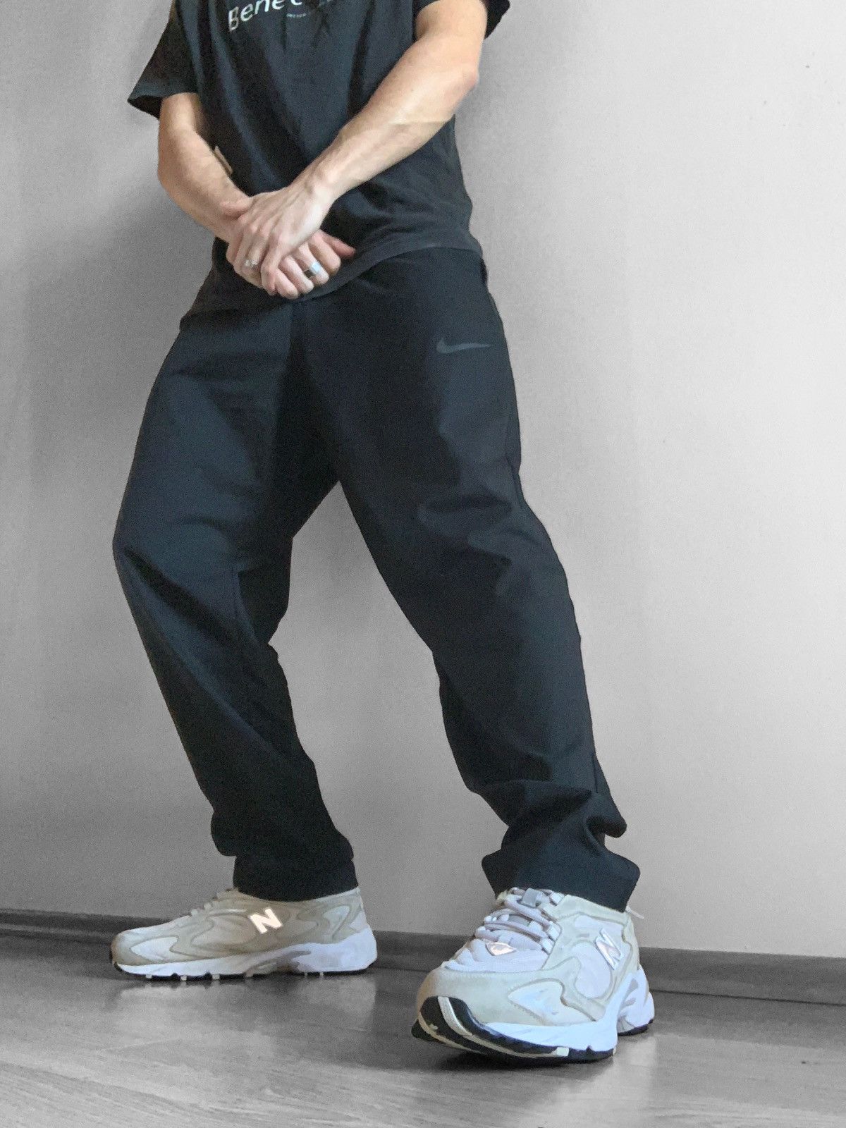 Nike × Vintage Nike Black Track Pants Swoosh Drill Size US 33 - 1 Thumbnail