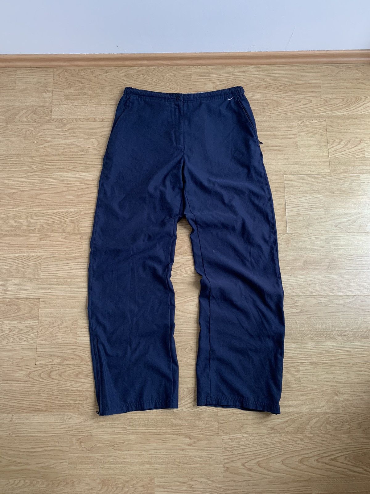 Nike × Vintage Vintage y2k Nike Navy Track Pants Swoosh Size US 32 / EU 48 - 2 Thumbnail
