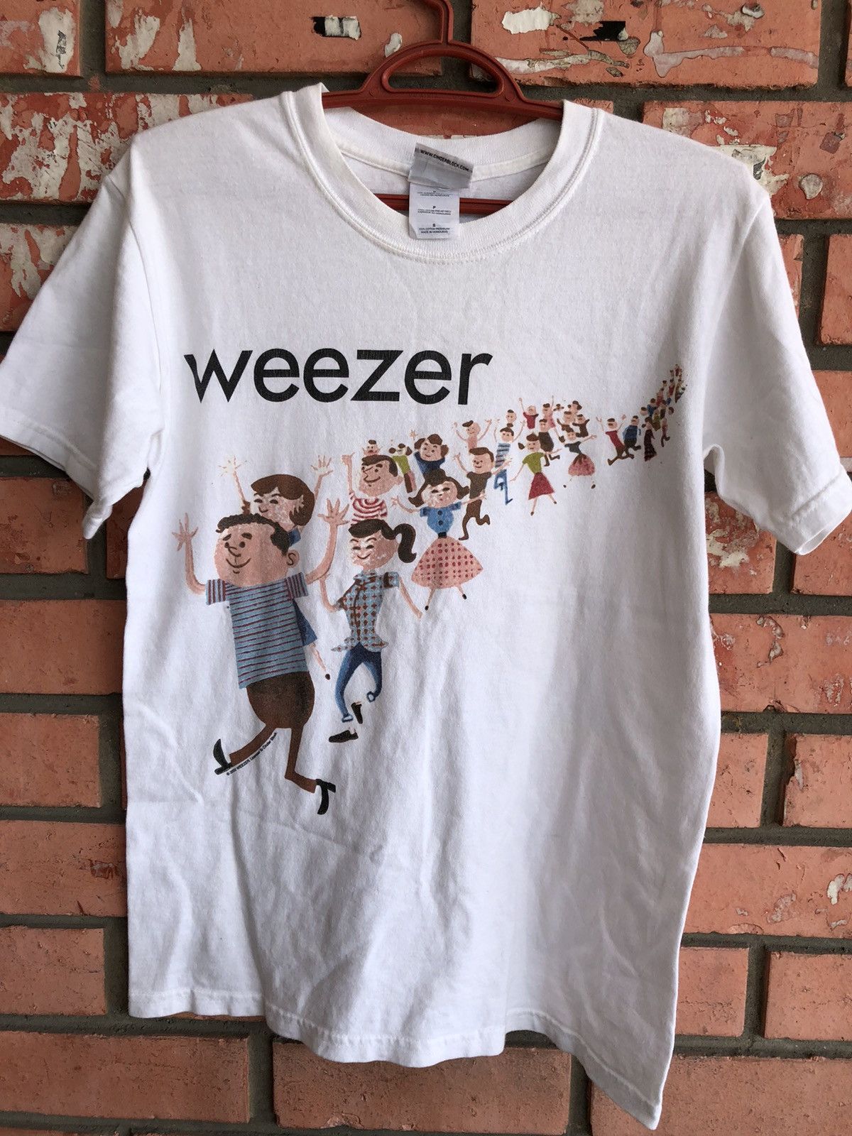 image of Band Tees x Rock Tees Vintage Weezer Band Tee 00 Cinder Block in White, Men's (Size Small)