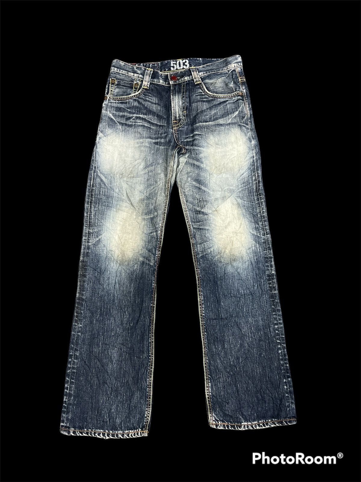 Edwin × Japanese Brand 503 Blue Trip Flared Distressed denim pants Size US 32 / EU 48 - 1 Thumbnail