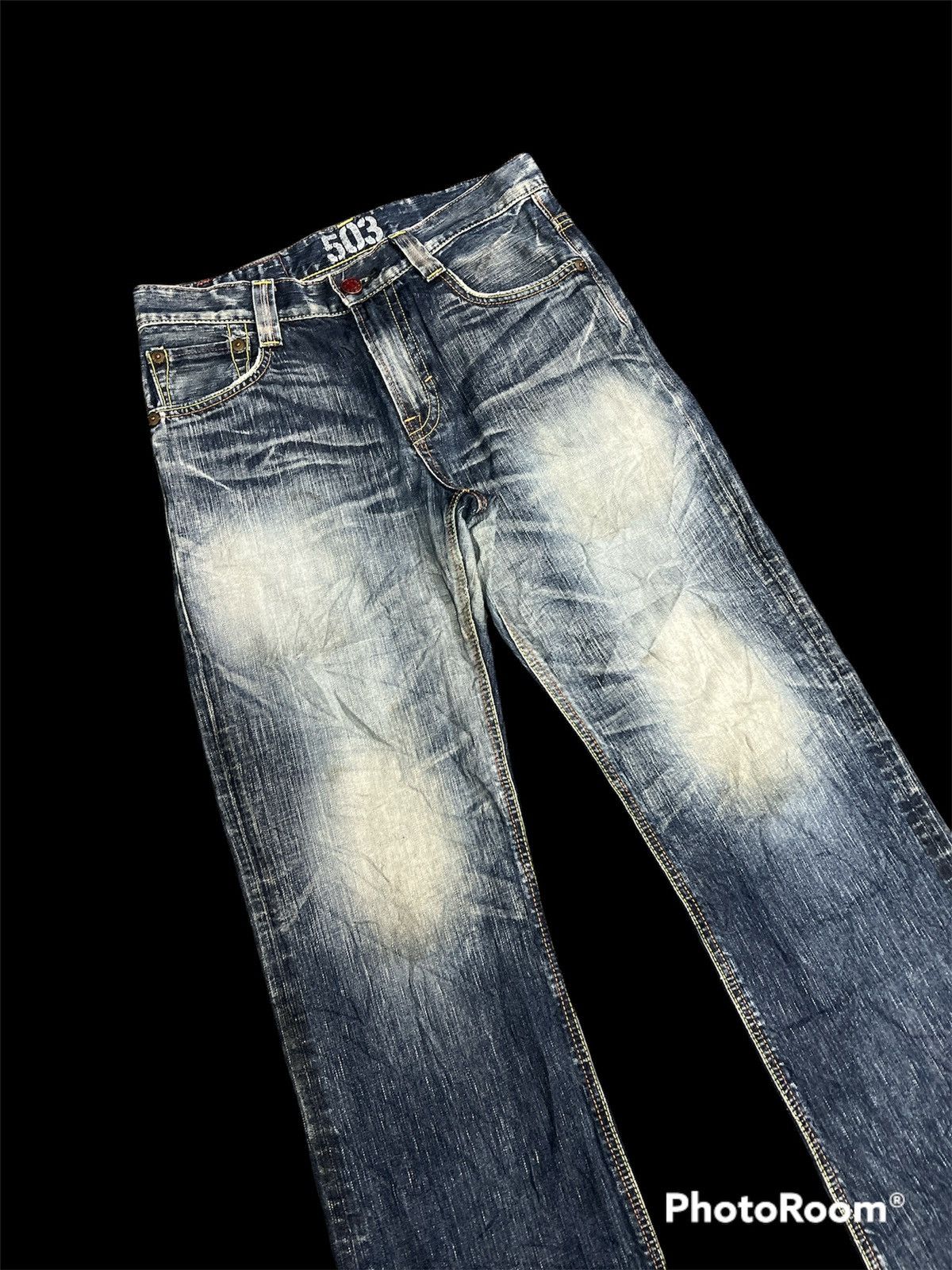 Edwin × Japanese Brand 503 Blue Trip Flared Distressed denim pants Size US 32 / EU 48 - 3 Thumbnail