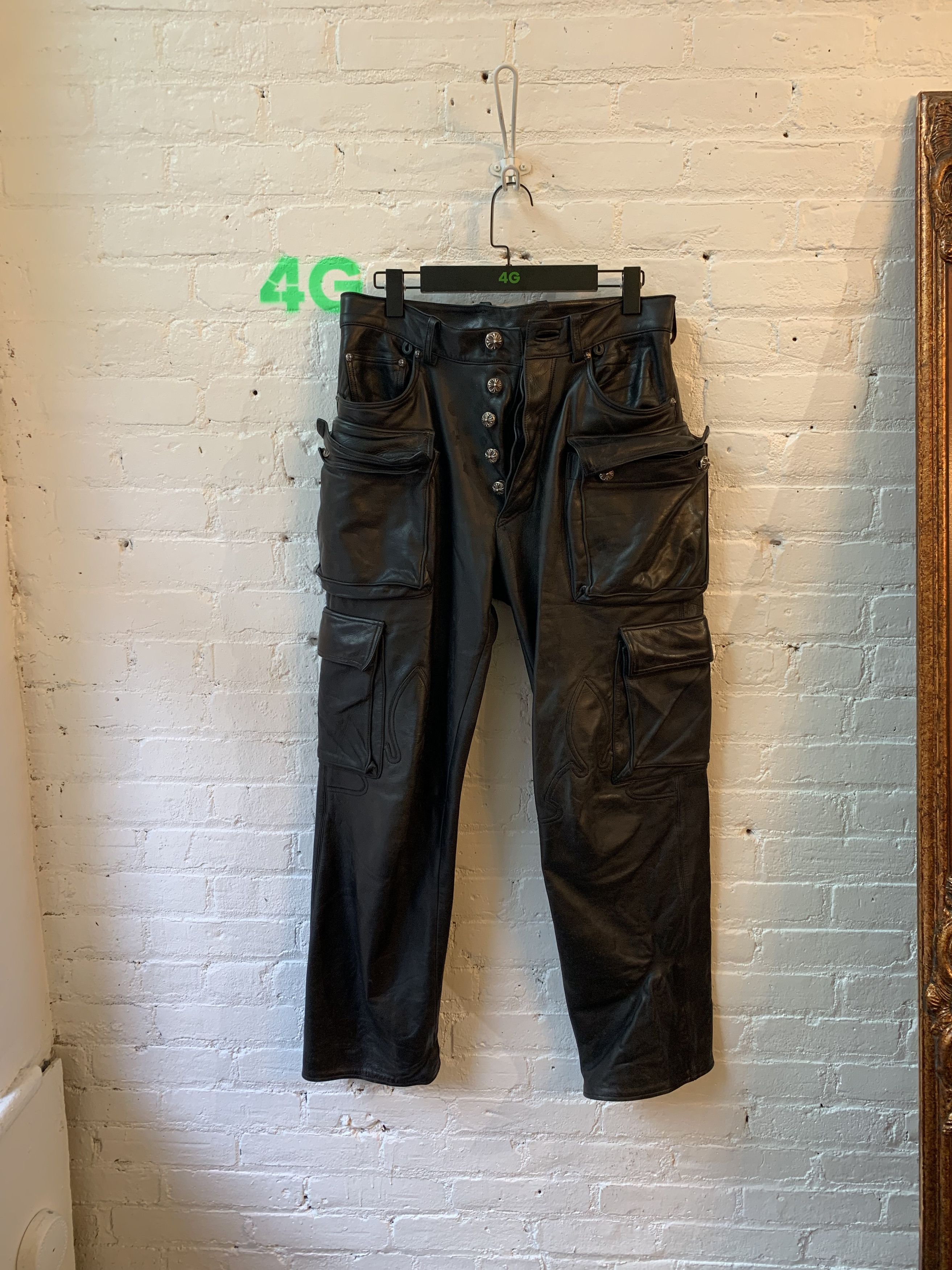 Chrome Hearts CHROME HEARTS 9PKT FATIGUE CARGO LEATHER JEANS | Grailed