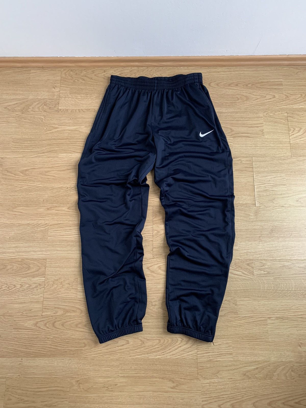 Nike × Vintage Vintage Nike Navy Track Pants Swoosh Size US 34 / EU 50 - 1 Thumbnail